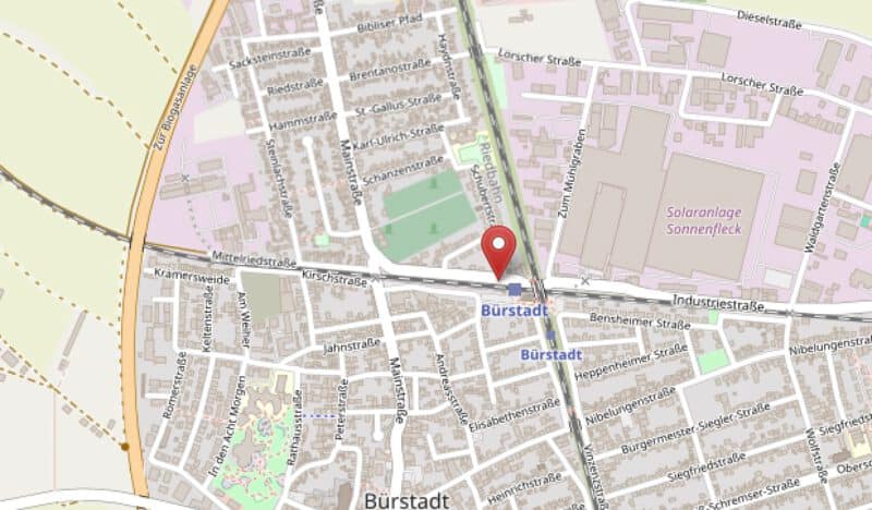 Karte Industriestraße 11, 68642 Bürstadt