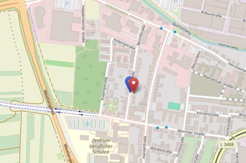 Karte Händelstraße 38, 69469 Weinheim