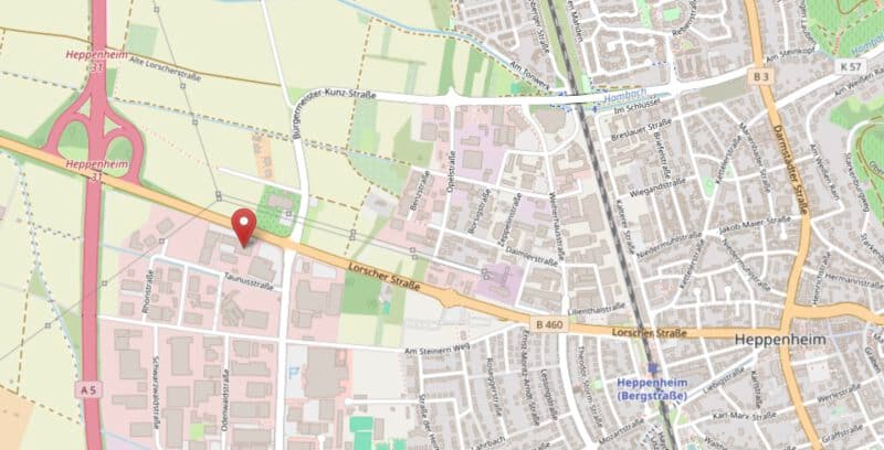 Karte Harzstraße 1, 64646 Heppenheim